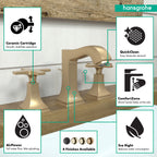 HANSGROHE 31306141 Metropol Classic Widespread Faucet 110 with Cross Handles and Pop-Up Drain, 1.2 GPM - Brushed Bronze