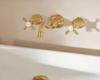 MOEN TS42112BG Weymouth Two-Handle High Arc Wall Mount Bathroom Faucet - Brushed Gold