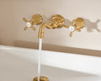 MOEN TS42112BG Weymouth Two-Handle High Arc Wall Mount Bathroom Faucet - Brushed Gold