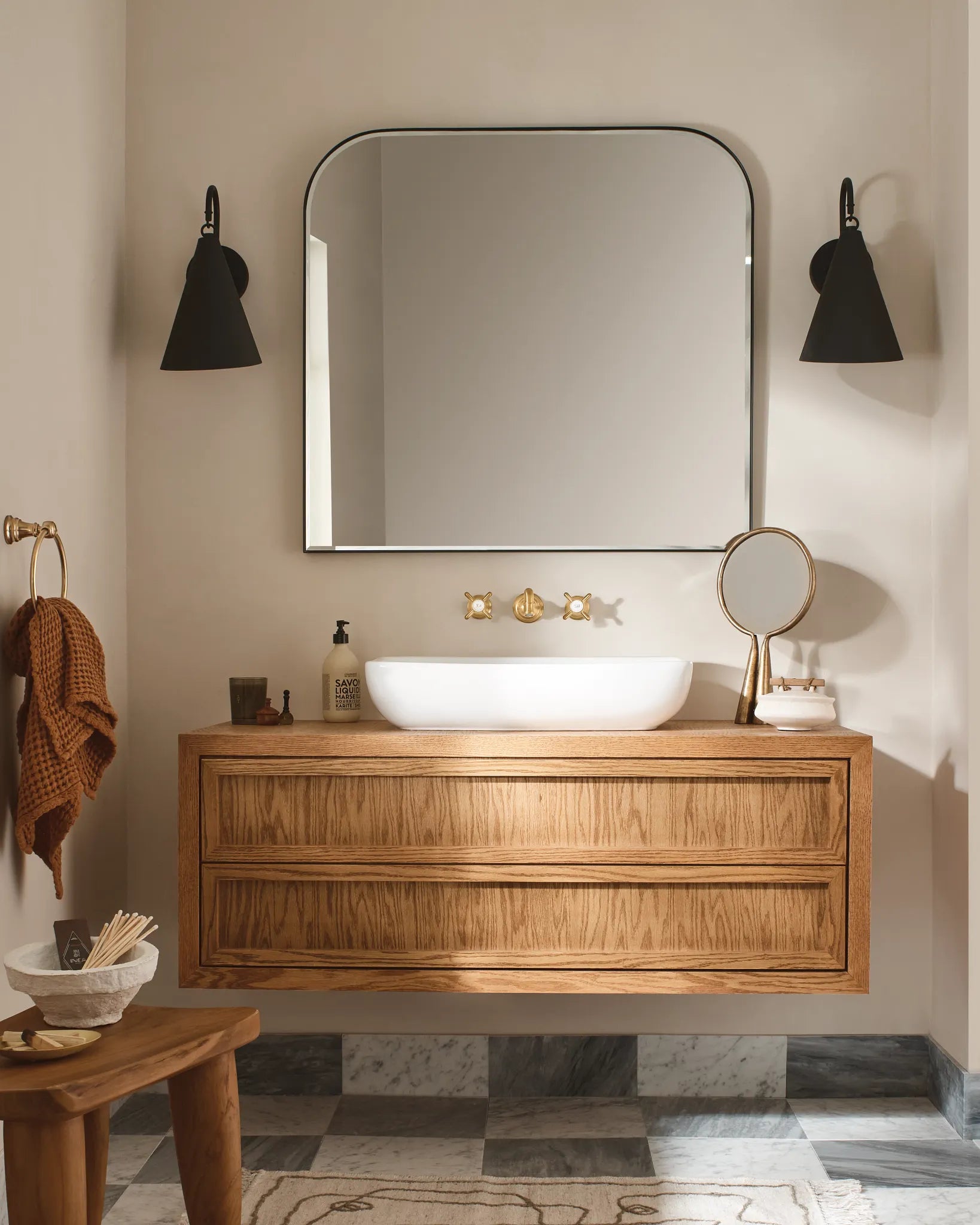 MOEN TS42112BG Weymouth Two-Handle High Arc Wall Mount Bathroom Faucet - Brushed Gold
