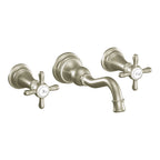 MOEN TS42112BN Weymouth Two-Handle High Arc Wall Mount Bathroom Faucet - Brushed Nickel