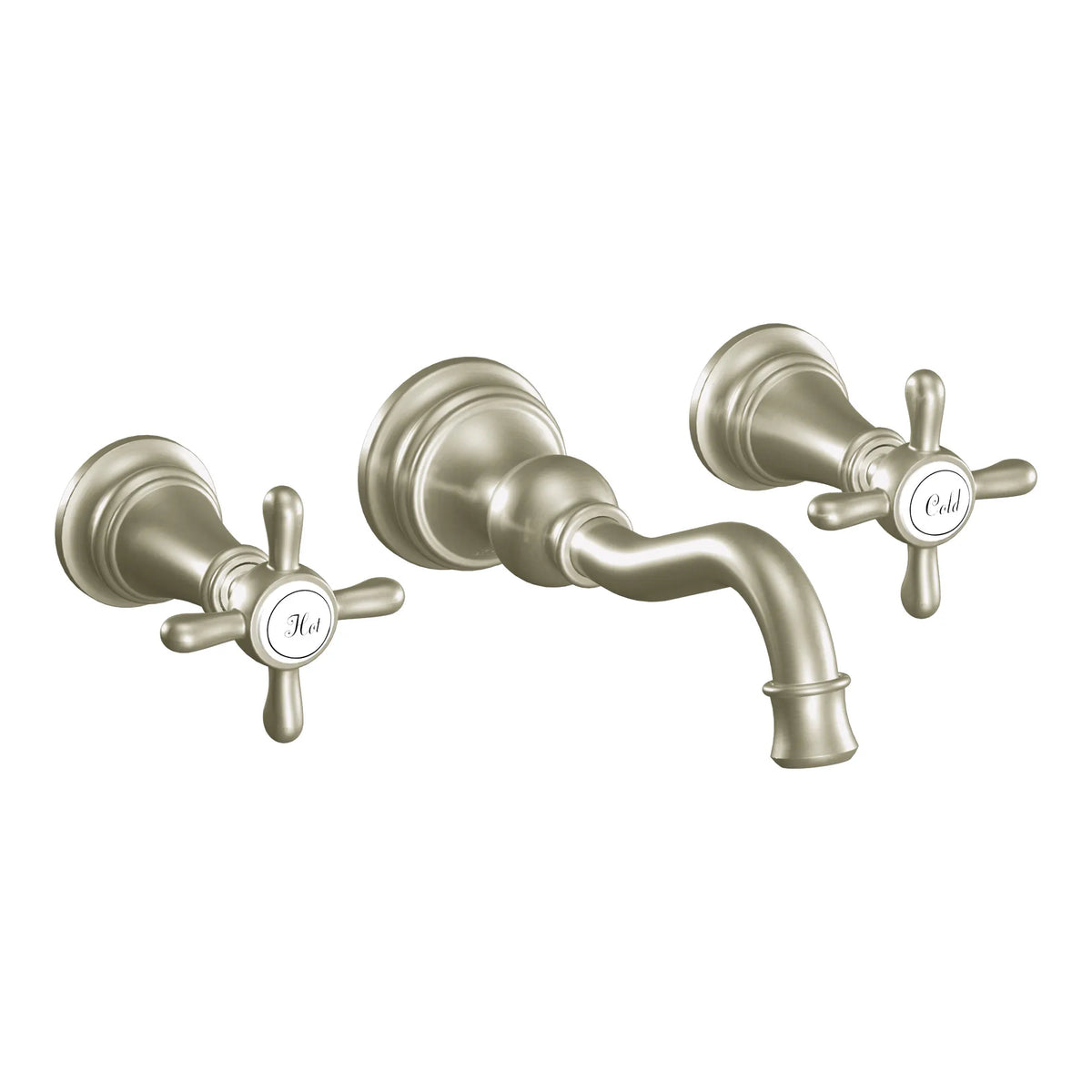 MOEN TS42112BN Weymouth Two-Handle High Arc Wall Mount Bathroom Faucet - Brushed Nickel