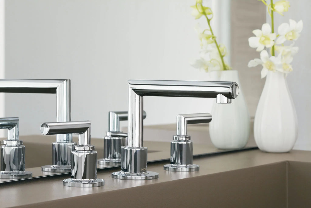 MOEN TS43002 Arris Two-Handle Low Arc Bathroom Faucet - Chrome