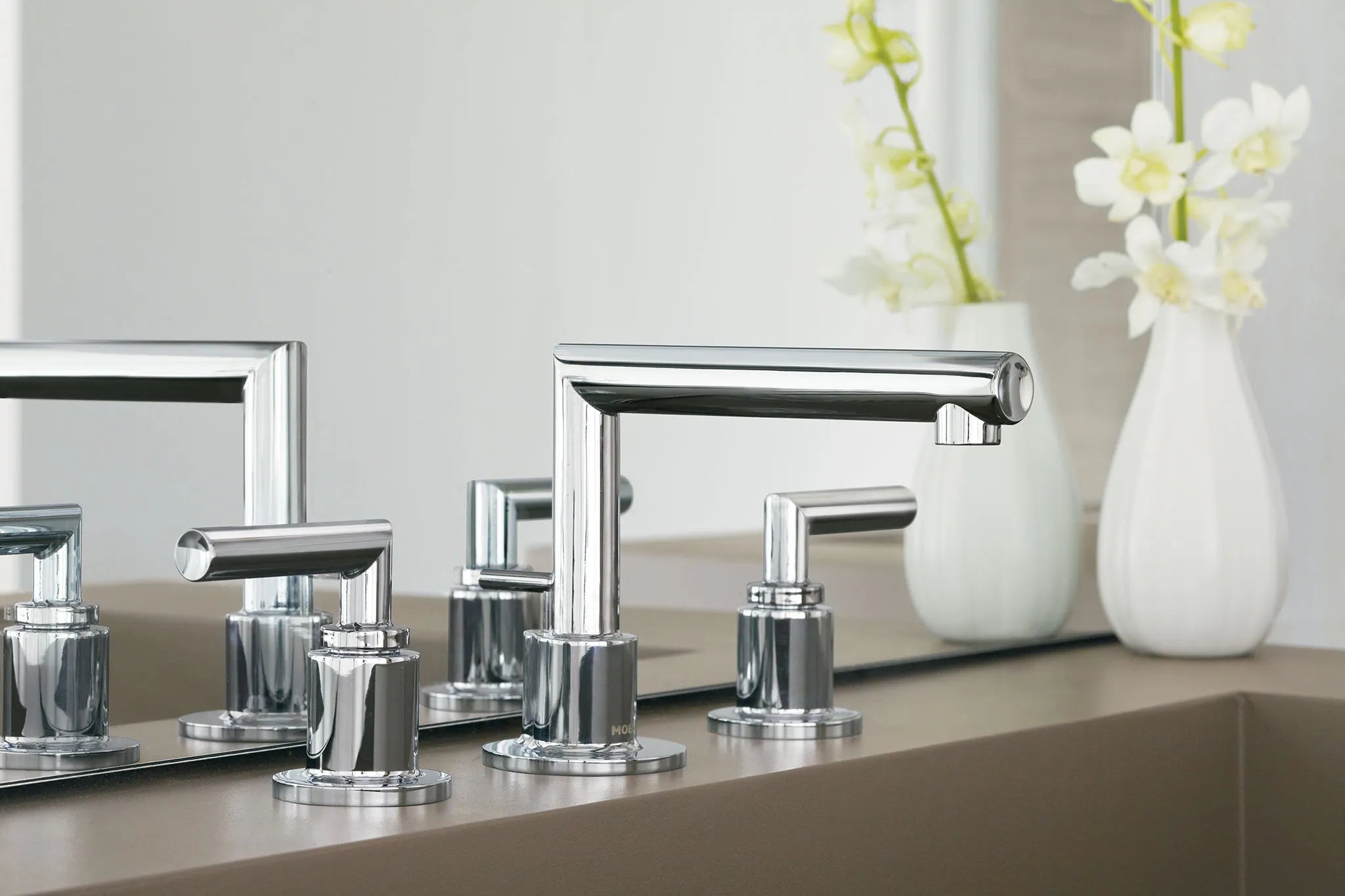 MOEN TS43002 Arris Two-Handle Low Arc Bathroom Faucet - Chrome
