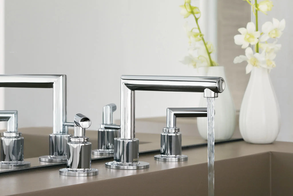 MOEN TS43002 Arris Two-Handle Low Arc Bathroom Faucet - Chrome