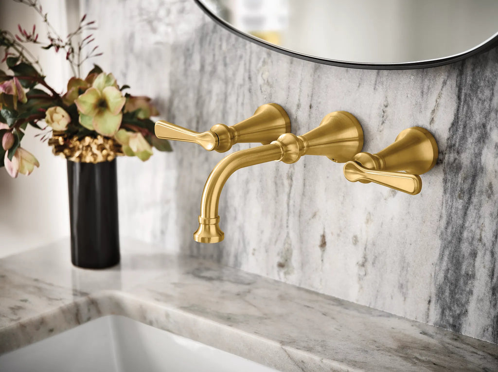 MOEN TS44104BG Colinet Two-Handle Wall Mount Bathroom Faucet - Brushed Gold