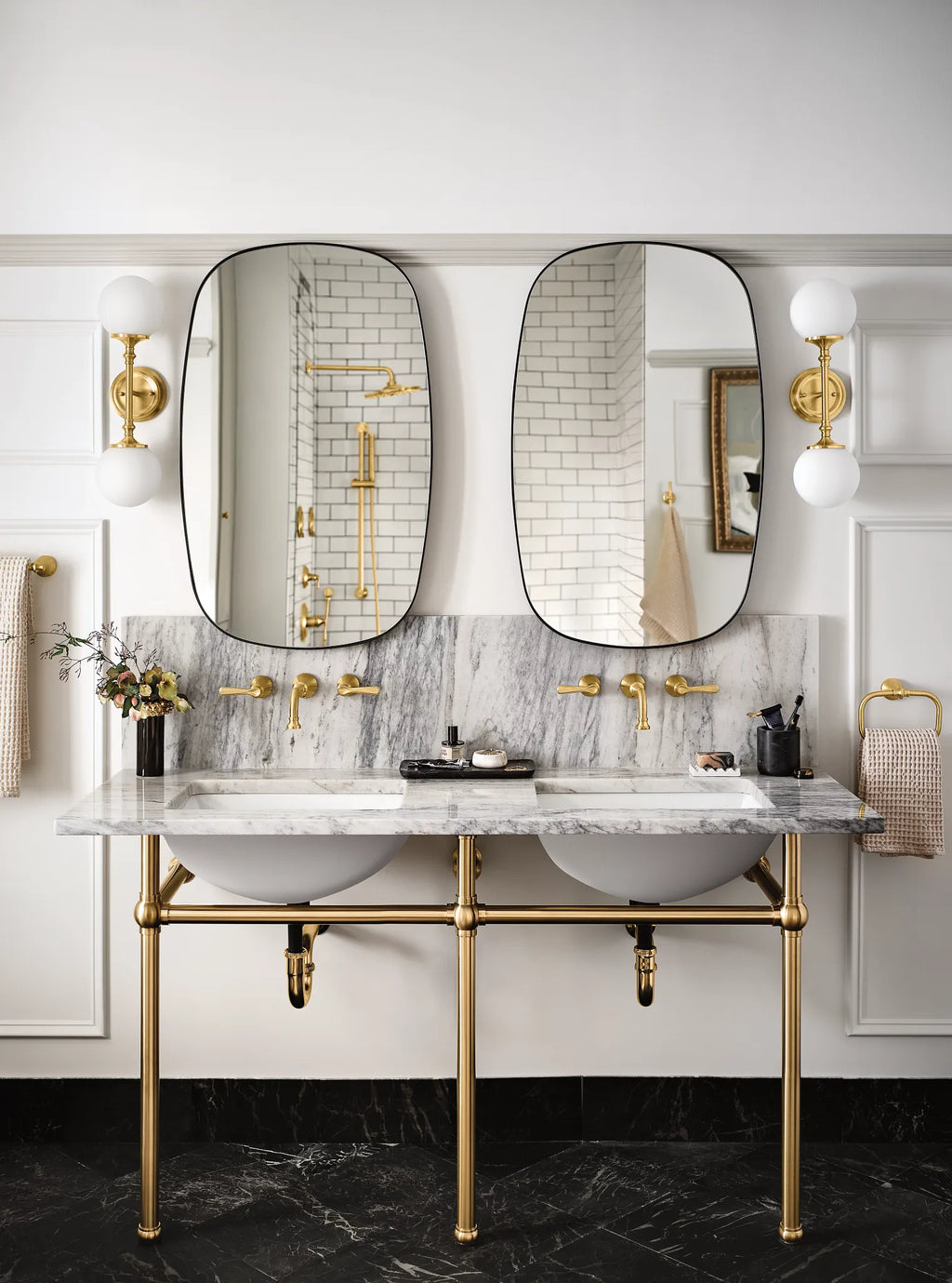 MOEN TS44104BG Colinet Two-Handle Wall Mount Bathroom Faucet - Brushed Gold