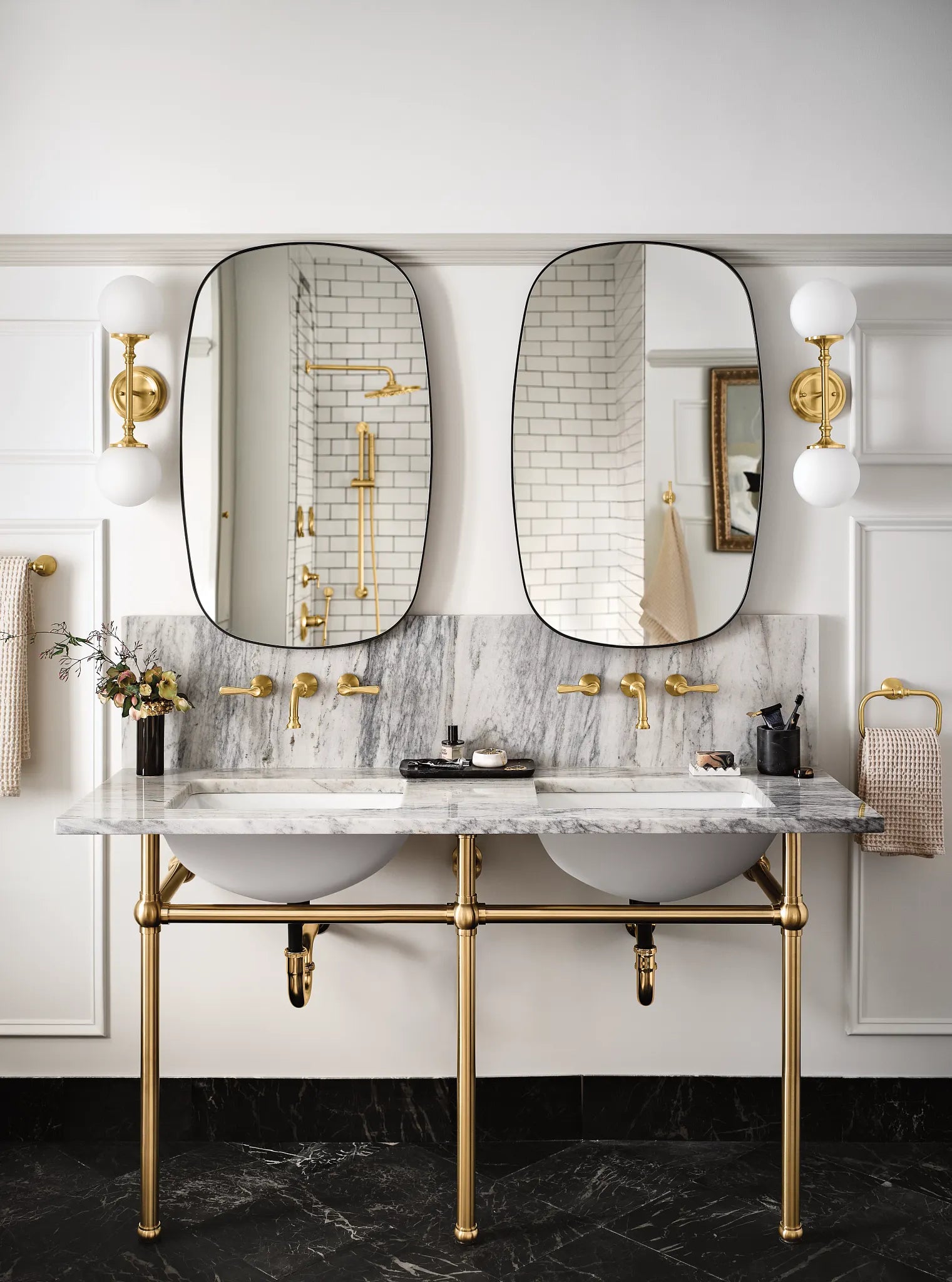 MOEN TS44104BG Colinet Two-Handle Wall Mount Bathroom Faucet - Brushed Gold