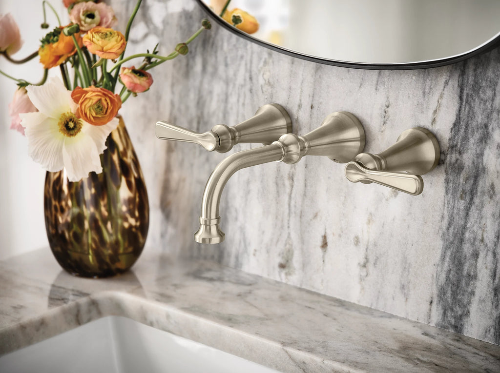 MOEN TS44104BN Colinet Two-Handle Wall Mount Bathroom Faucet - Brushed Nickel