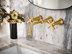 MOEN TS44105BG Colinet Two-Handle Wall Mount Bathroom Faucet - Brushed Gold