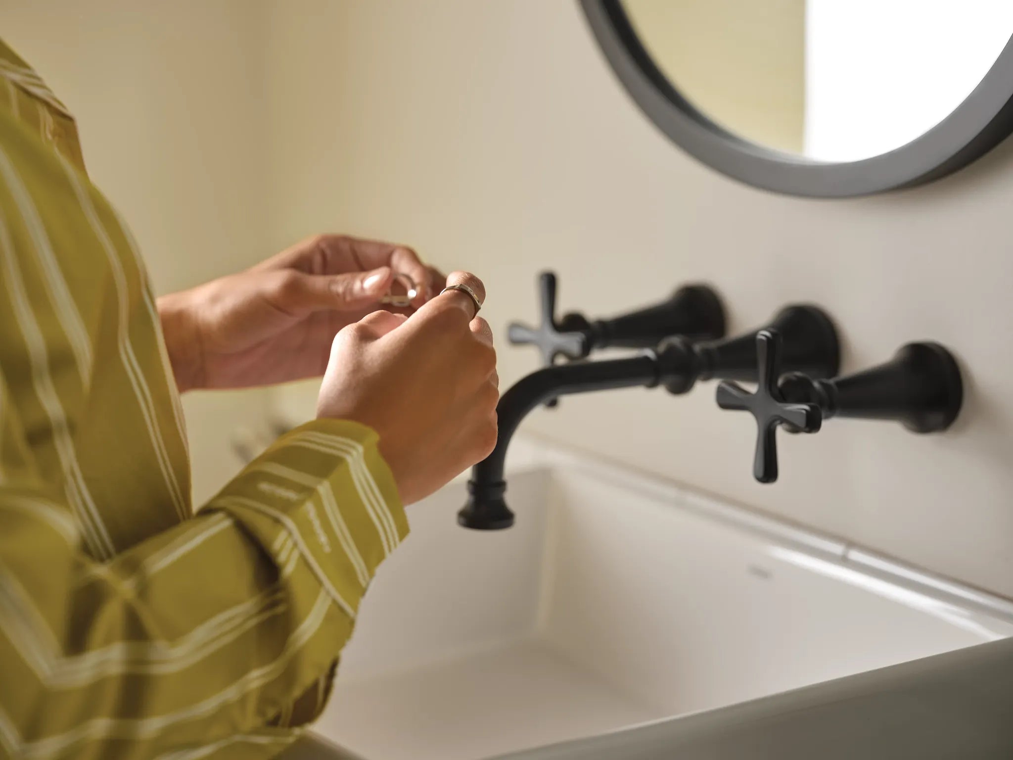 MOEN TS44105BL Colinet Two-Handle Wall Mount Bathroom Faucet - Matte Black