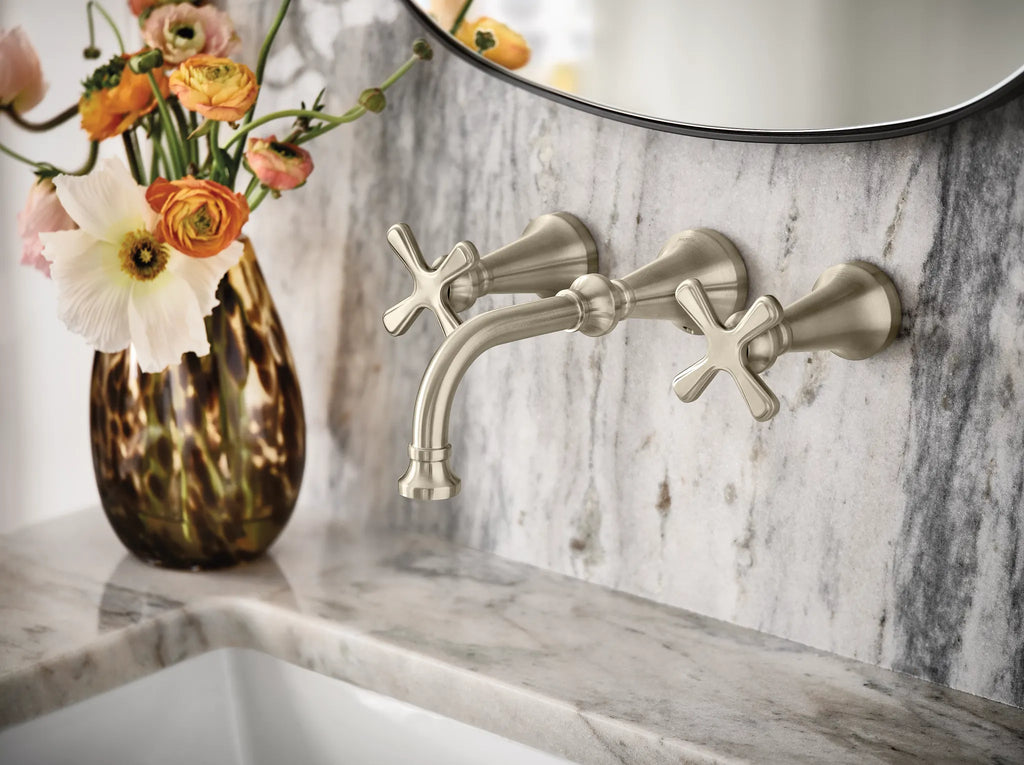 MOEN TS44105BN Colinet Two-Handle Wall Mount Bathroom Faucet - Brushed Nickel