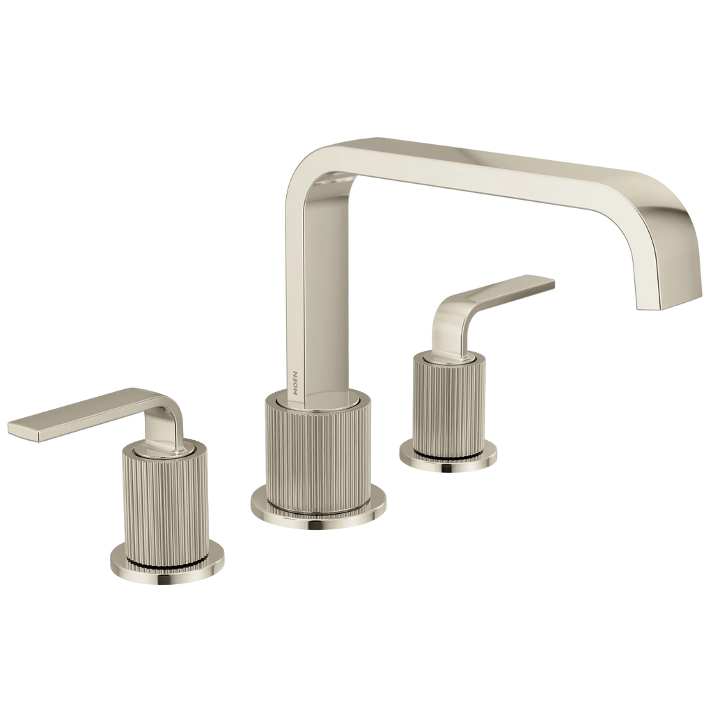 MOEN TS578NLBN Cambium Two-Handle High Arc Roman Tub Faucet - Brushed Nickel/Polished Nickel