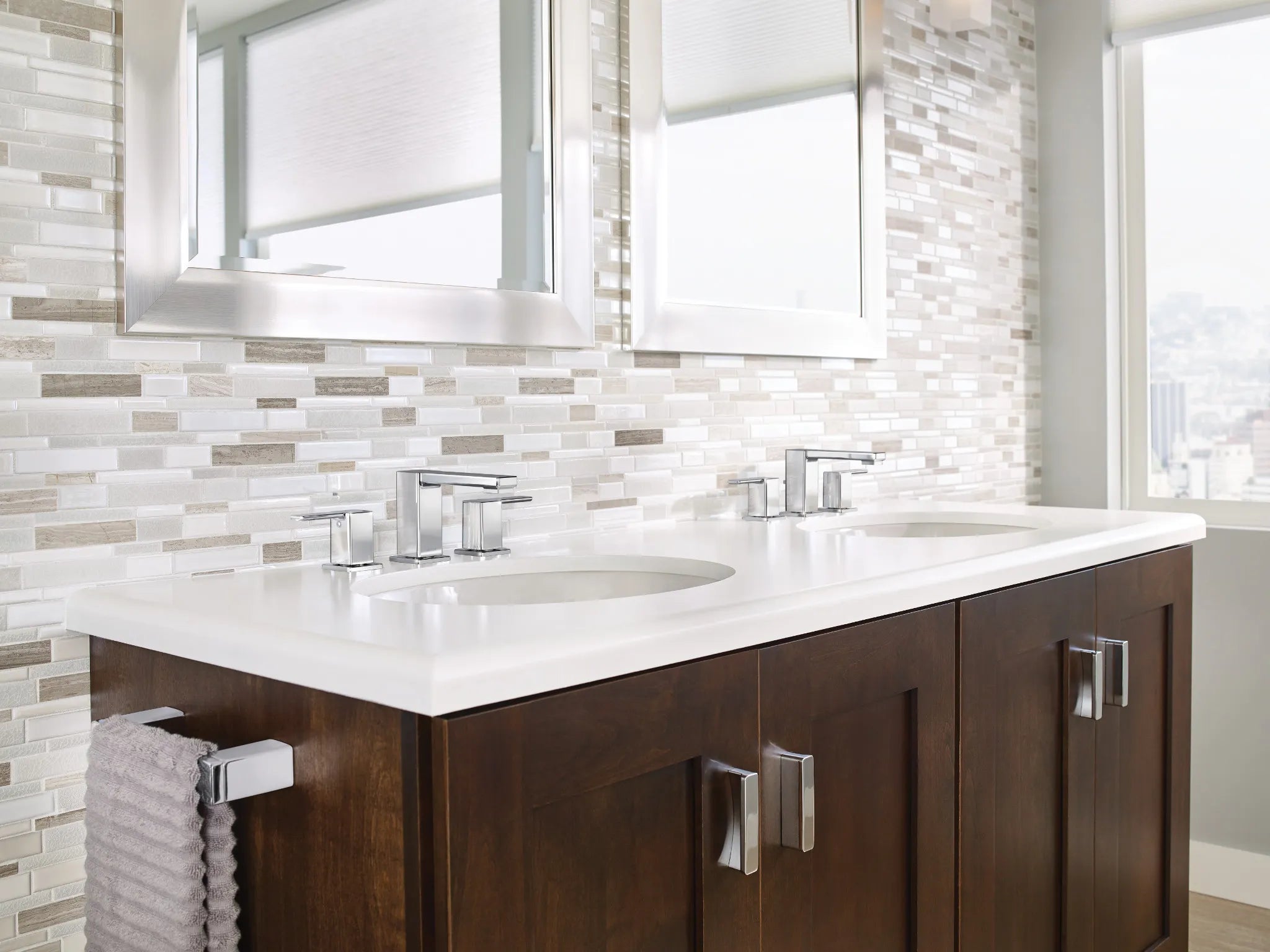 MOEN TS6721 90 Degree Two-Handle Low Arc Bathroom Faucet - Chrome