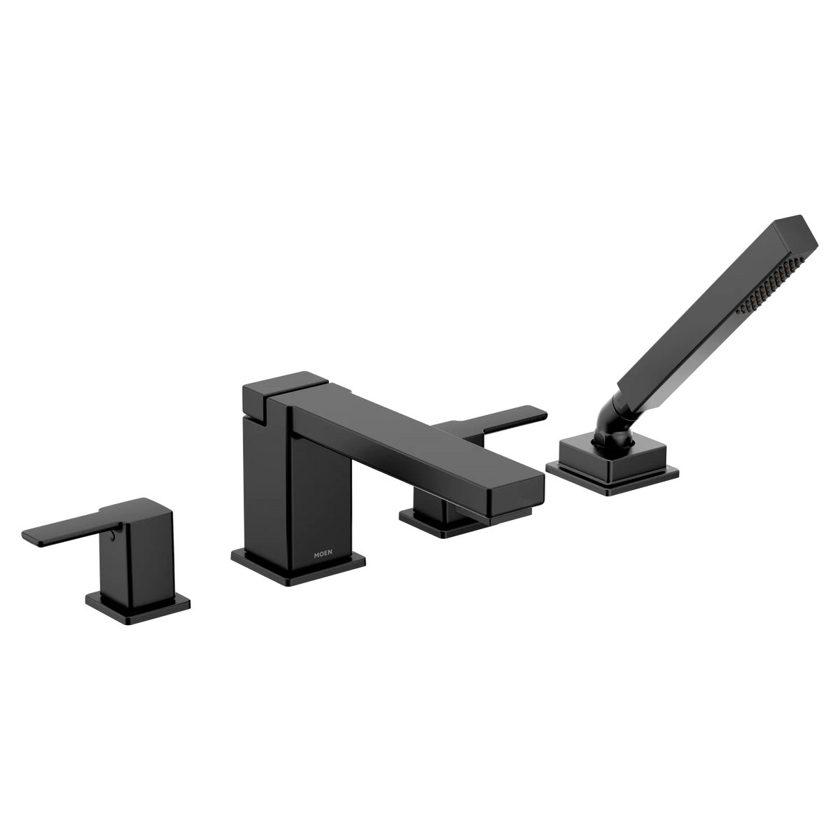 MOEN TS914BL 90 Degree Two-Handle High Arc Roman Tub Faucet Includes Hand Shower - Matte Black