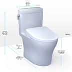 TOTO MW4364726CEMFGNA#01 Washlet+ Aquia Iv Cube Two-Piece Elongated Dual Flush 1.28 And 0.9 Gpf Toilet With Auto Flush S7 Contemporary Bidet Seat - Cotton White