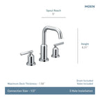 MOEN TV6142BL Gibson Two-Handle Widespread Bathroom Sink Faucet - Matte Black