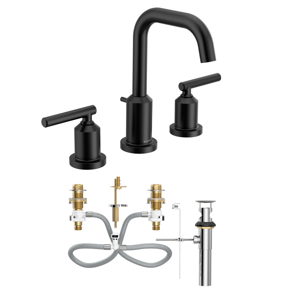 MOEN TV6142BL Gibson Two-Handle Widespread Bathroom Sink Faucet - Matte Black