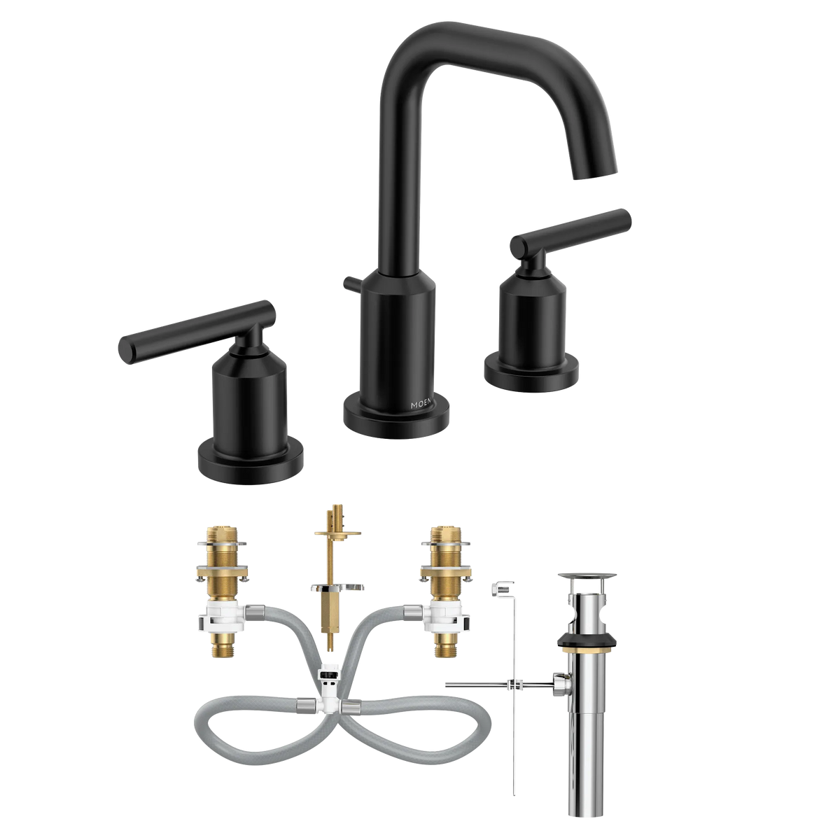 MOEN TV6142BL Gibson Two-Handle Widespread Bathroom Sink Faucet - Matte Black