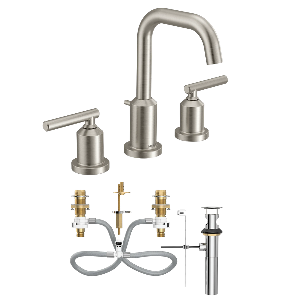 MOEN TV6142BN Gibson Two-Handle Widespread Bathroom Sink Faucet - Brushed Nickel