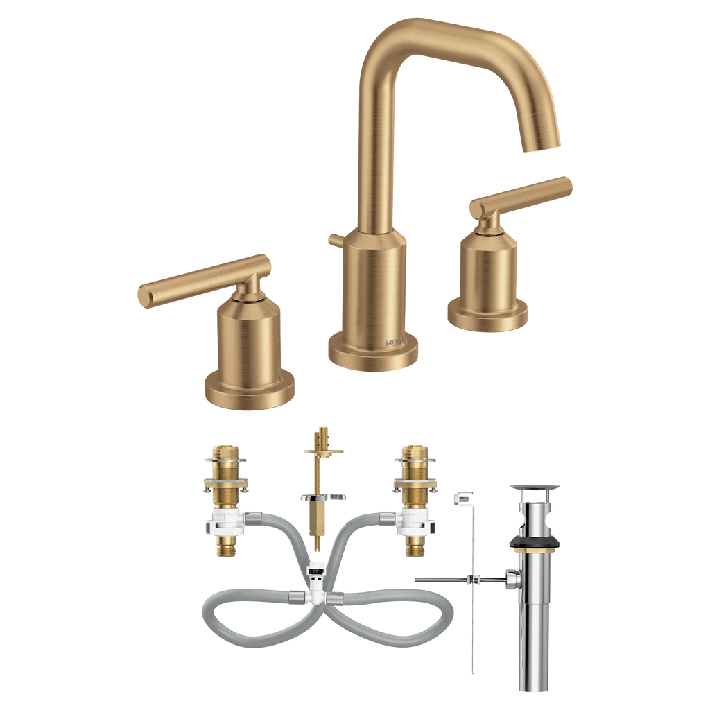 MOEN TV6142BZG Gibson Two-Handle Widespread Bathroom Sink Faucet - Bronzed Gold