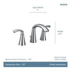 MOEN TV6173 Glyde Two-Handle Widespread Bathroom Sink Faucet - Chrome