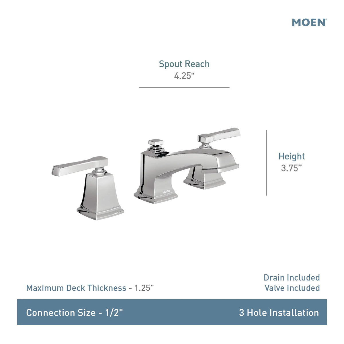 MOEN TV6220BRB Boardwalk Two-Handle Widespread Bathroom Sink Faucet - Mediterranean Bronze