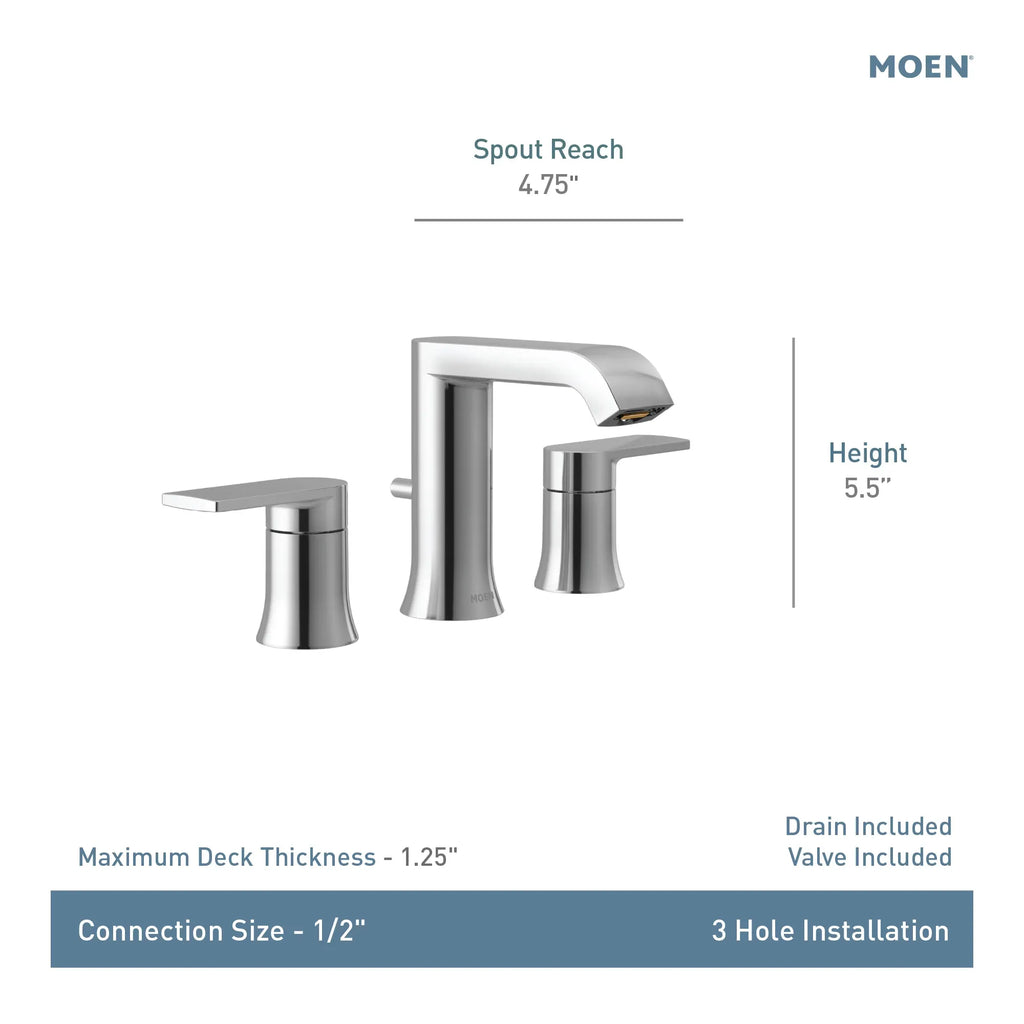 MOEN TV6708BN Genta Lx Two-Handle Widespread Bathroom Sink Faucet - Brushed Nickel