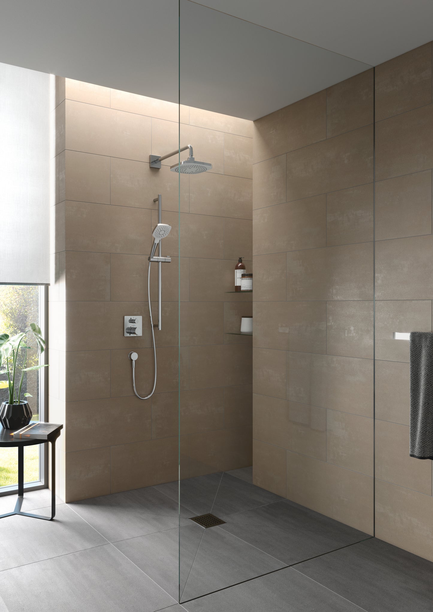 TOTO TBV02404U#CP Square Thermostatic Mixing Valve with Two-Way Diverter Shower Trim , Polished Chrome