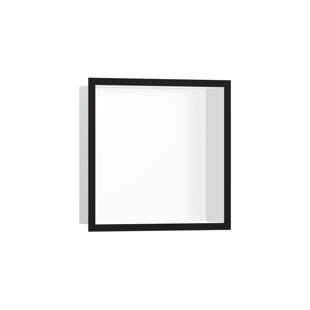 HANSGROHE 56099670 XtraStoris Individual Wall Niche Matte White with Design Frame 12"x 12"x 4" - Matte Black