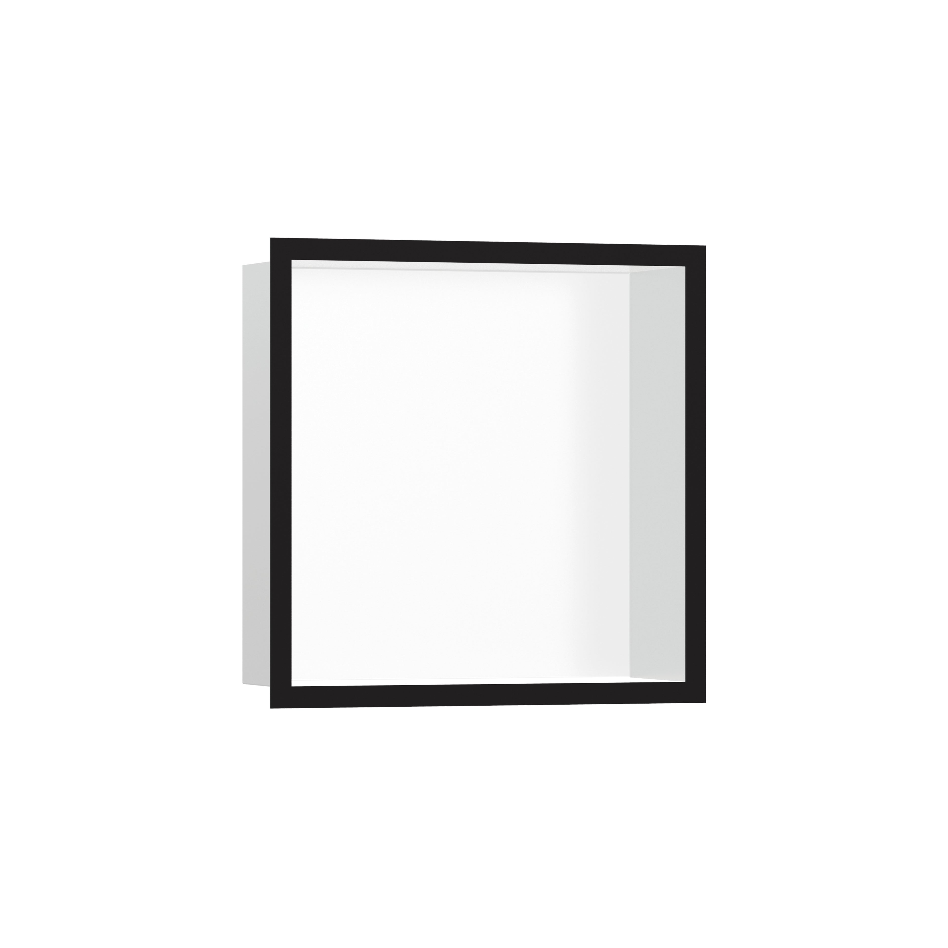 HANSGROHE 56099670 XtraStoris Individual Wall Niche Matte White with Design Frame 12"x 12"x 4" - Matte Black