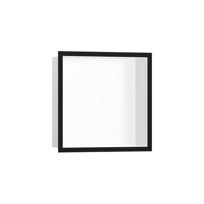HANSGROHE 56099670 XtraStoris Individual Wall Niche Matte White with Design Frame 12"x 12"x 4" - Matte Black