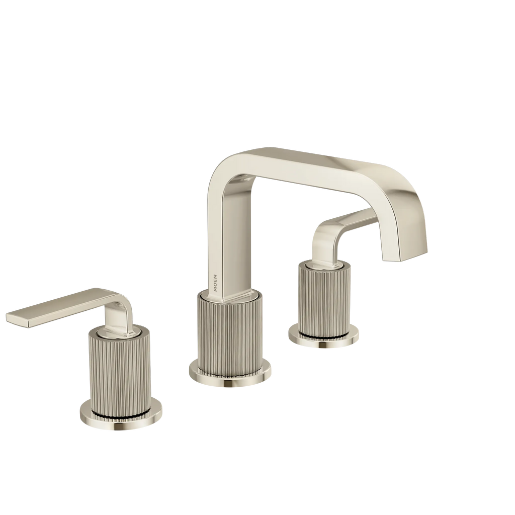 MOEN TVS5758NLBN Cambium Two-Handle High Arc Bathroom Faucet - Polished Nickel/Brushed Nickel