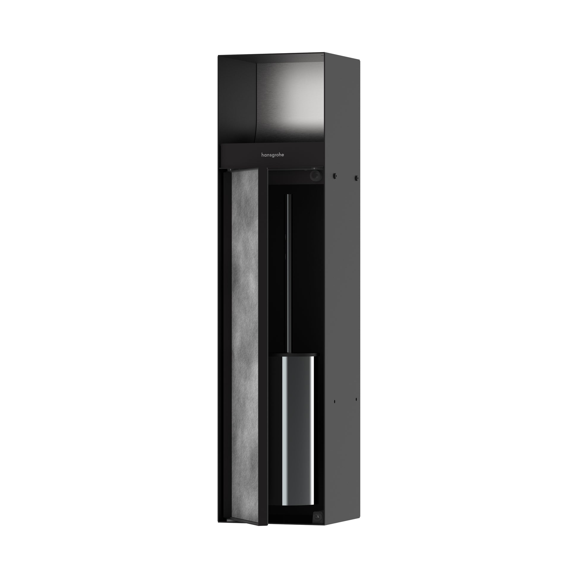 HANSGROHE 56062670 XtraStoris Rock Recessed Toilet Brush Holder with Toilet Paper Holder & Tileable Door - Matte Black
