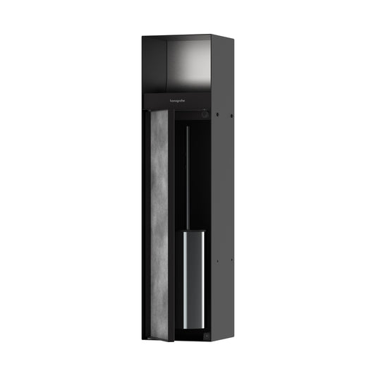 HANSGROHE 56062670 XtraStoris Rock Recessed Toilet Brush Holder with Toilet Paper Holder & Tileable Door - Matte Black