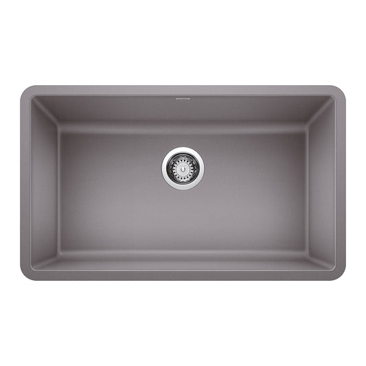 BLANCO 442536 Precis Precis SILGRANIT 30" Single Bowl Undermount Kitchen Sink - Metallic Gray in Metallic Gray