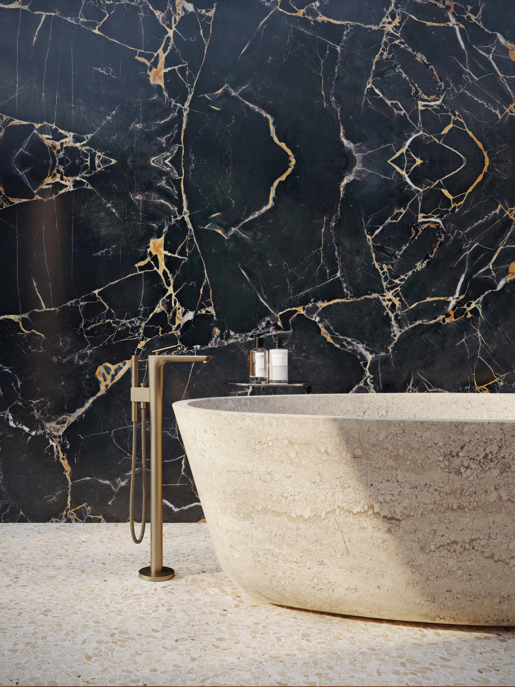 AXOR 49441251 Citterio C Freestanding Tub Filler Trim with 1.75gpm Handshower- Cubic Cut - Brushed Gold Optic