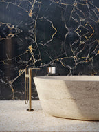 AXOR 49441251 Citterio C Freestanding Tub Filler Trim with 1.75gpm Handshower- Cubic Cut - Brushed Gold Optic