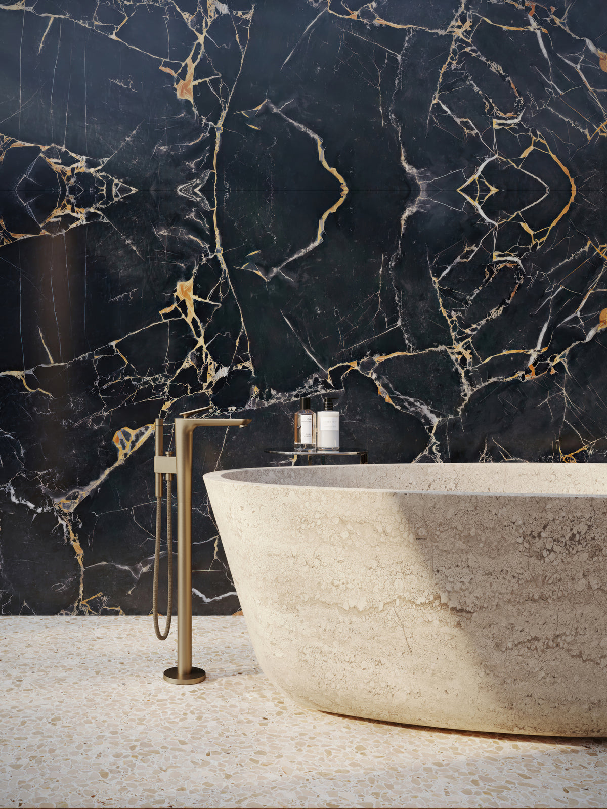 AXOR 49441251 Citterio C Freestanding Tub Filler Trim with 1.75gpm Handshower- Cubic Cut - Brushed Gold Optic