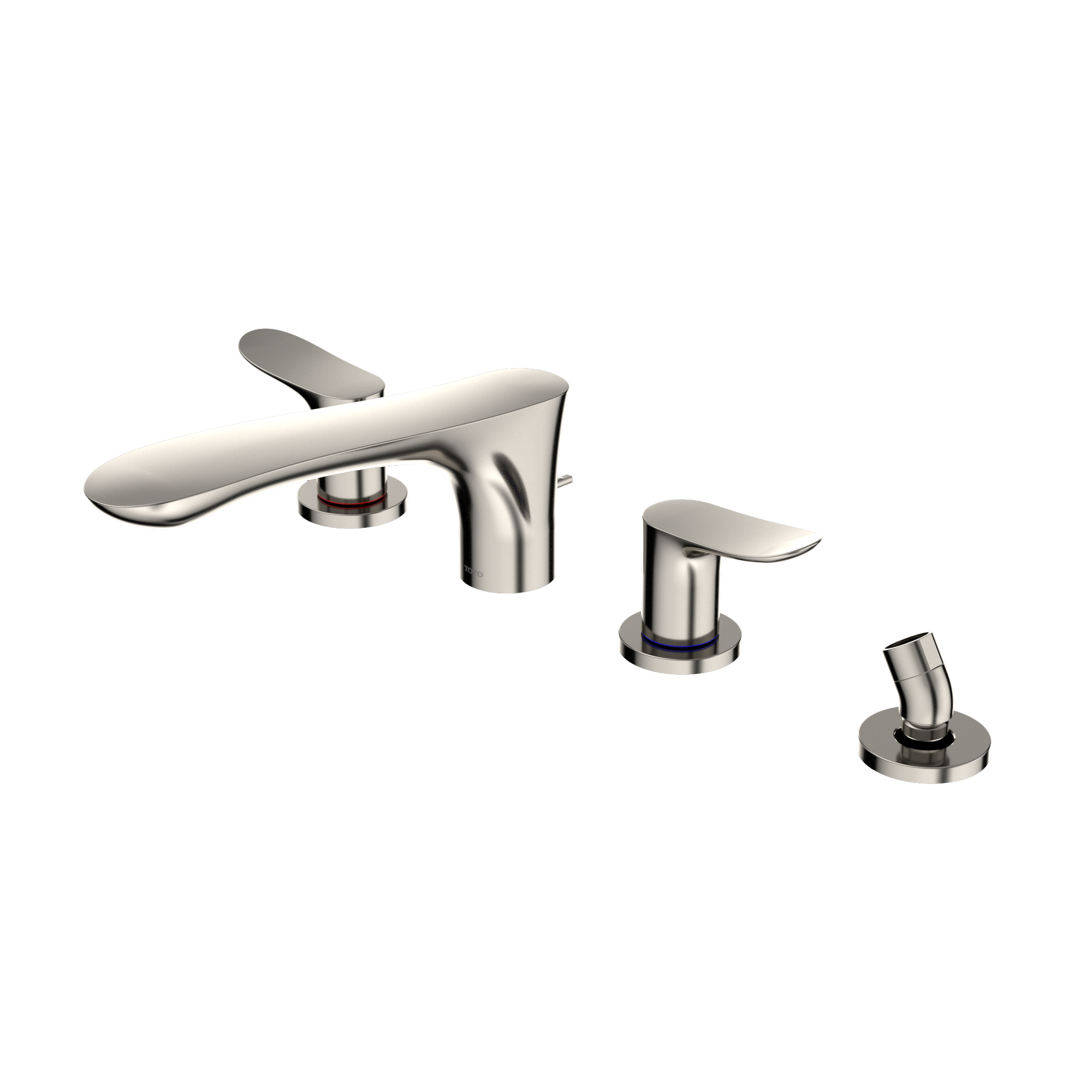 TOTO TBG01202U#PN Go Two-Handle Deck-Mount Roman Tub Filler Trim With Handshower - Polished Nickel