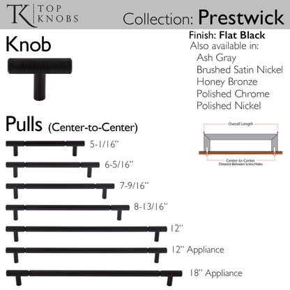 TOP KNOBS TK3240BLK Prestwick 2" Length Bar Knob - Flat Black
