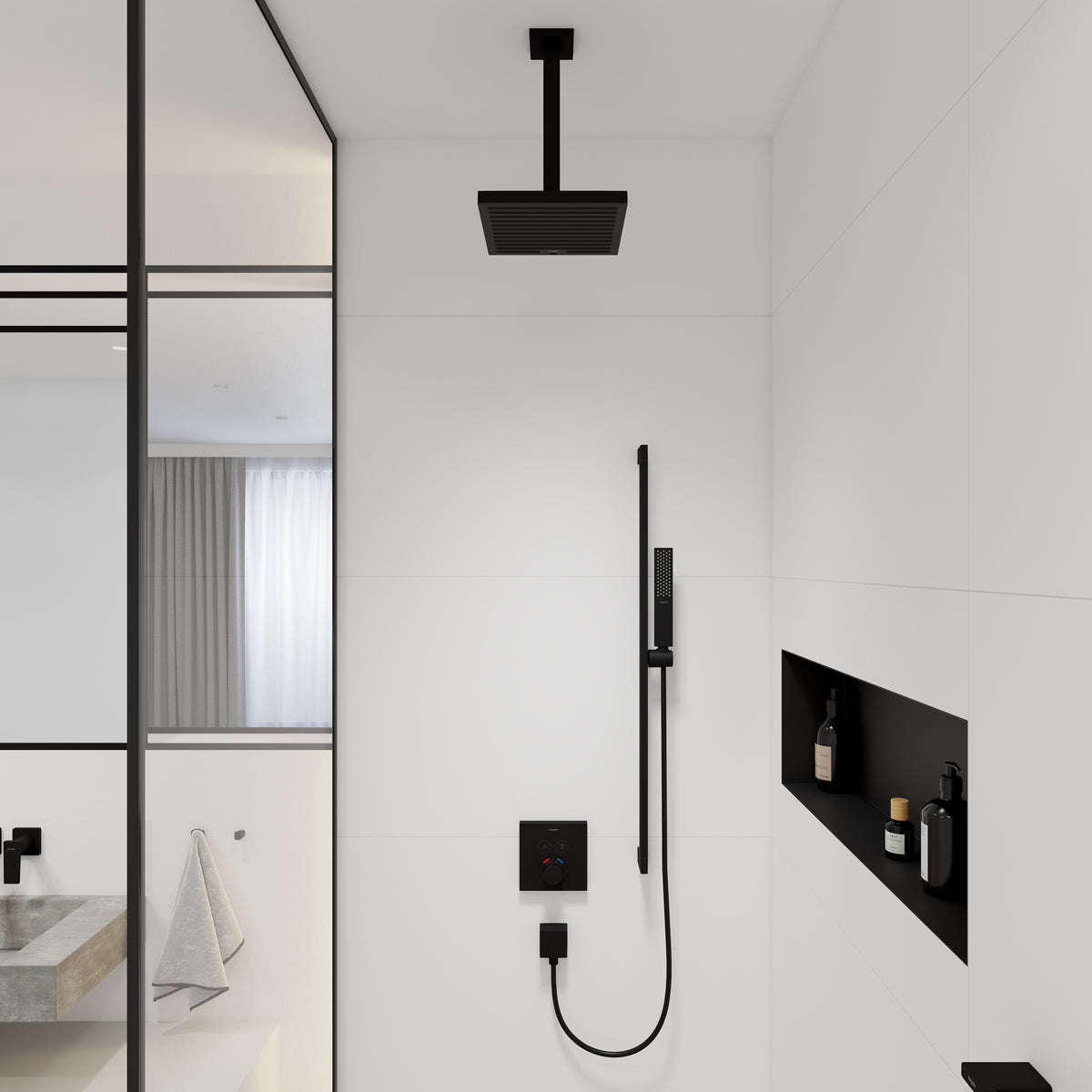 HANSGROHE 24339671 Pulsify E Extension Pipe for Ceiling Mount E, 12" - Matte Black