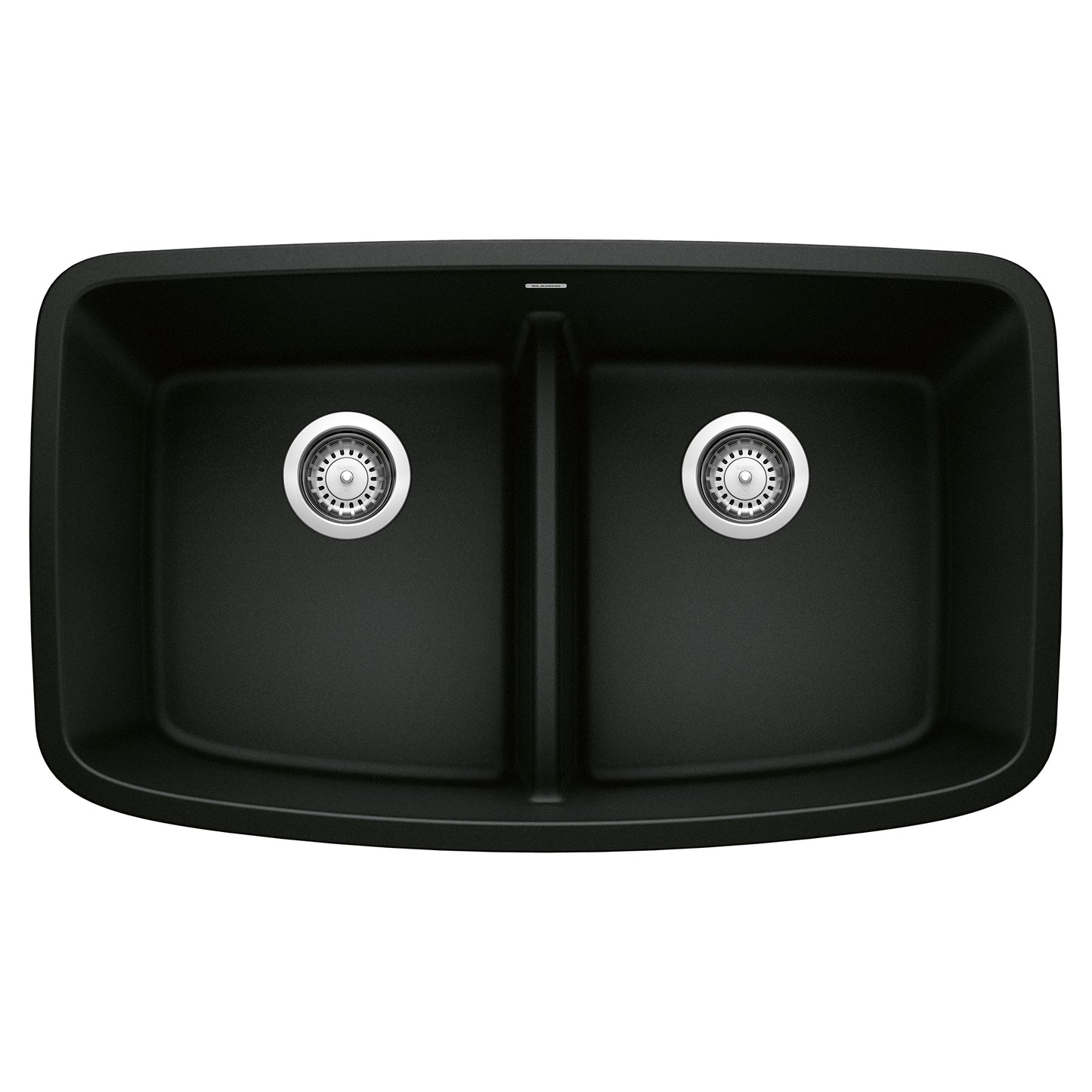 BLANCO 442940 Valea Valea SILGRANIT 32" 50/50 Double Bowl Undermount Kitchen Sink with Low Divide - Coal Black in Coal Black