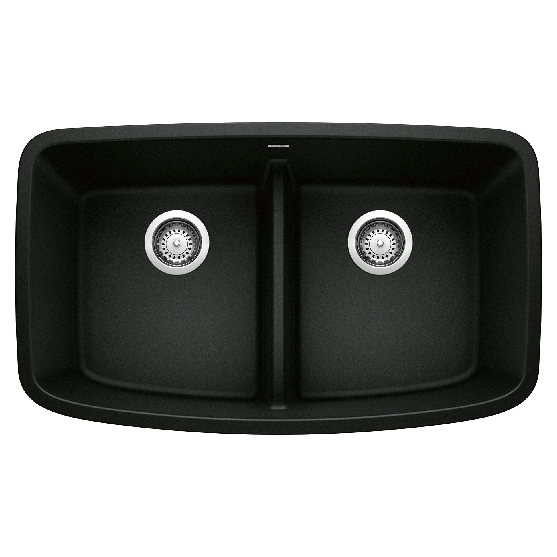 BLANCO 442940 Valea Valea SILGRANIT 32" 50/50 Double Bowl Undermount Kitchen Sink with Low Divide - Coal Black in Coal Black
