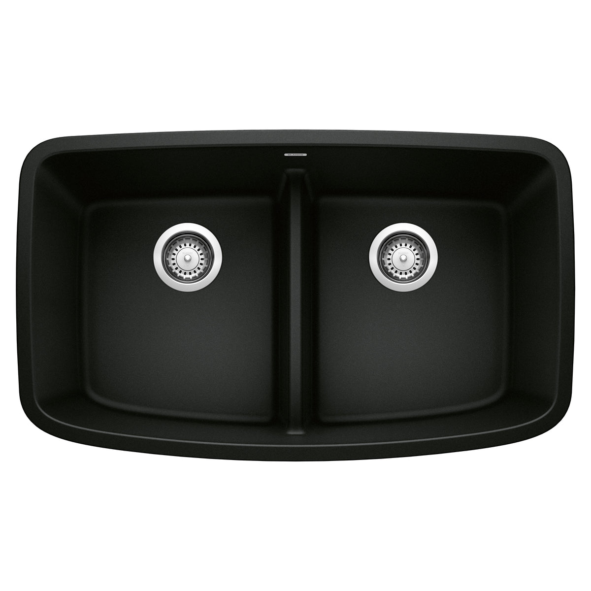 BLANCO 442940 Valea Valea SILGRANIT 32" 50/50 Double Bowl Undermount Kitchen Sink with Low Divide - Coal Black in Coal Black