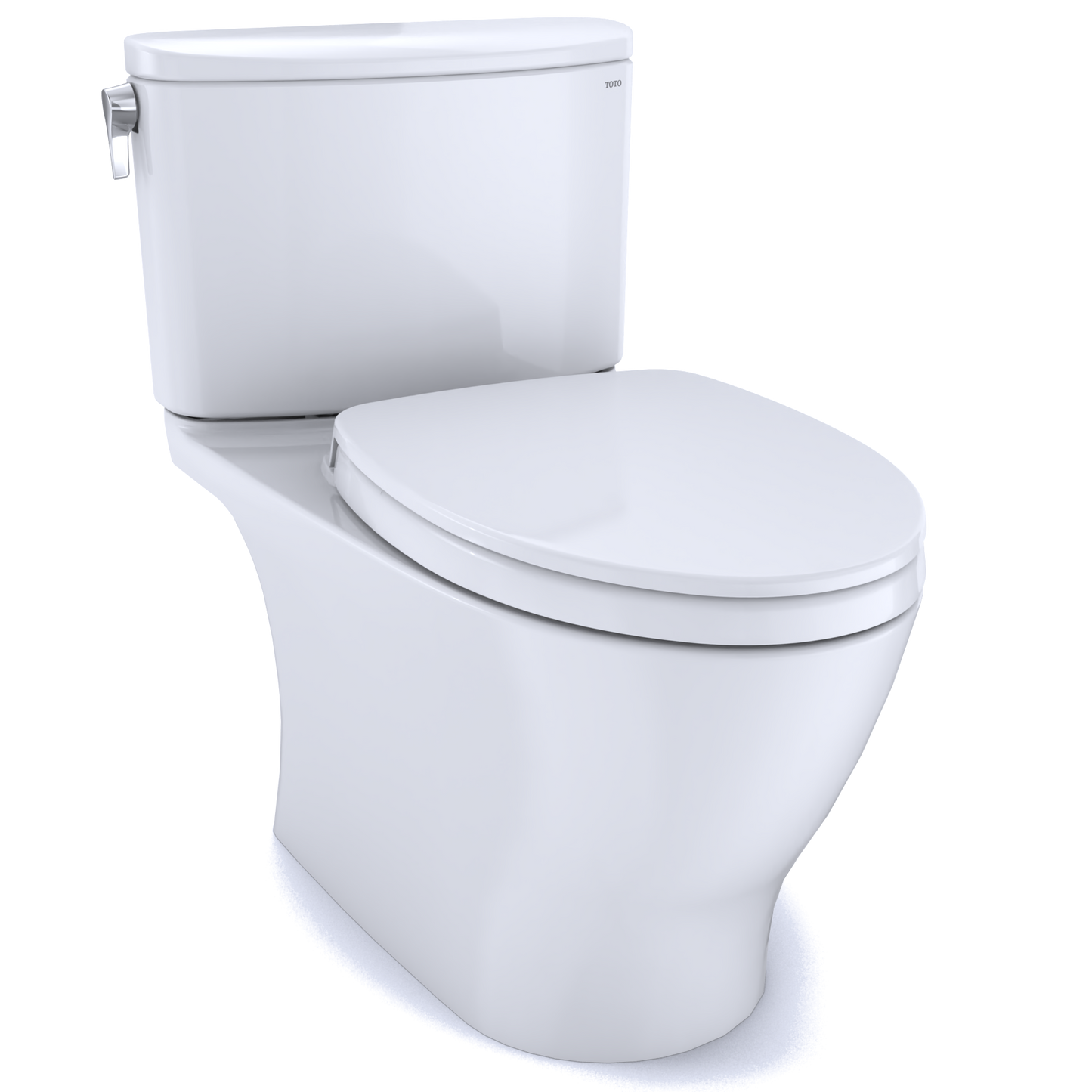 TOTO MS442124CEFG#01 Nexus Two-Piece Elongated 1.28 GPF Universal Height Toilet with CEFIONTECT and SS124 SoftClose Seat , Cotton White