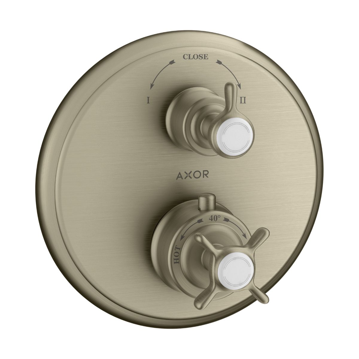 AXOR 16820821 Montreux Thermostatic Trim with Volume Control and Diverter- Cross-Handle - Brushed Nickel