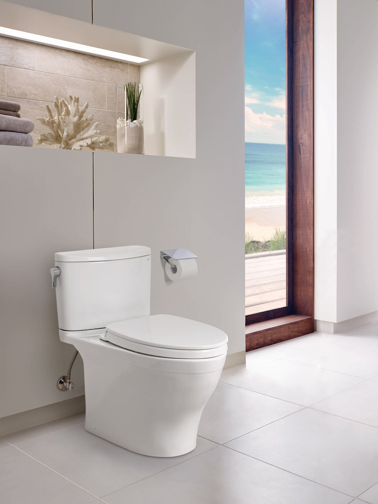 TOTO MS442124CEFG#01 Nexus Two-Piece Elongated 1.28 GPF Universal Height Toilet with CEFIONTECT and SS124 SoftClose Seat , Cotton White