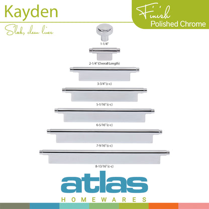 ATLAS A535-CH Kayden 7 9/16" Center to Center Bar Pull - Polished Chrome