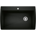 BLANCO 442917 Diamond Diamond SILGRANIT 33.5" Super Single Dual Mount Kitchen Sink - Coal Black in Coal Black